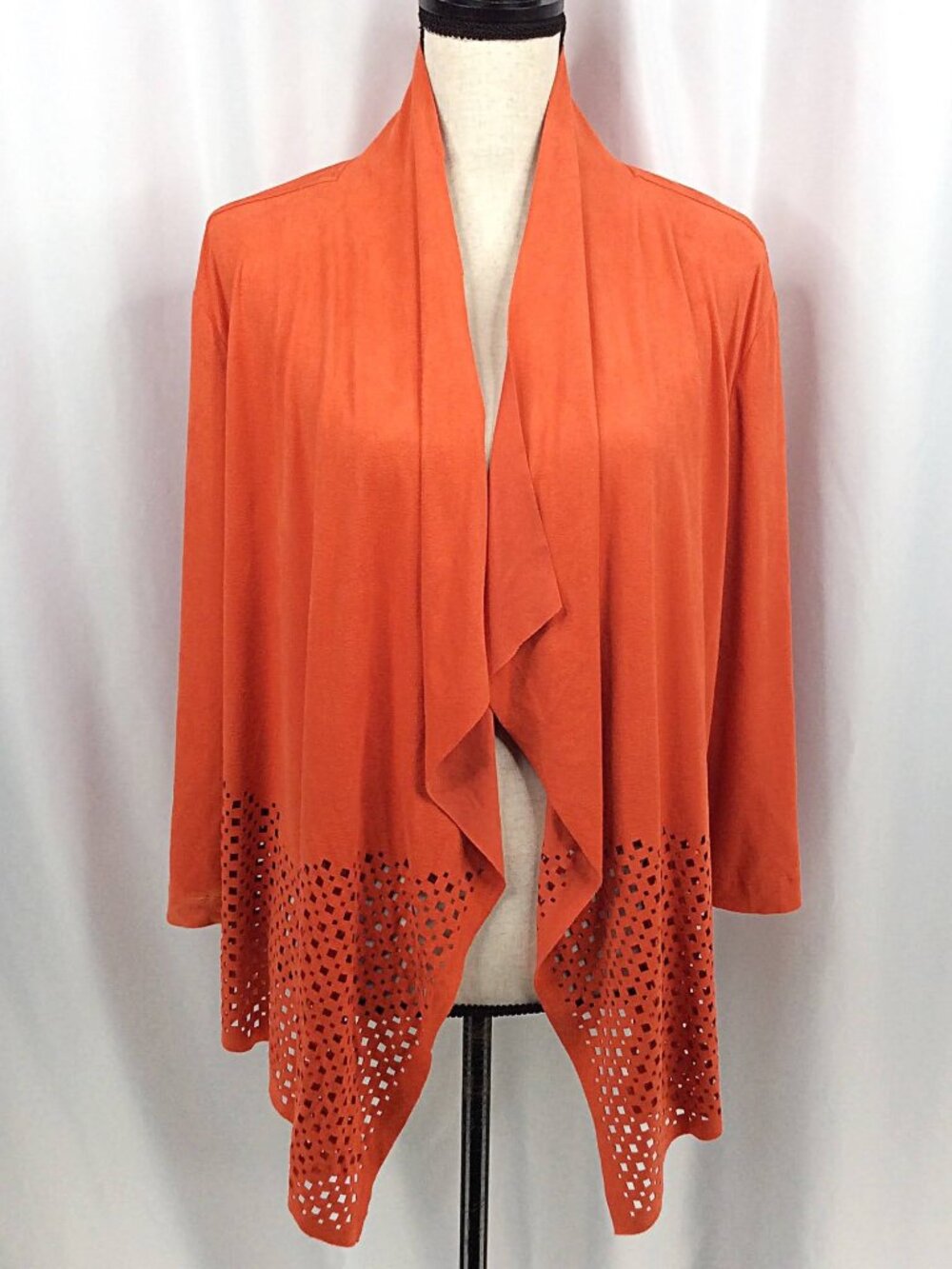 Chico's 3 Travelers Collection Perforated Faux Suede Cardigan Jacket Women's XL